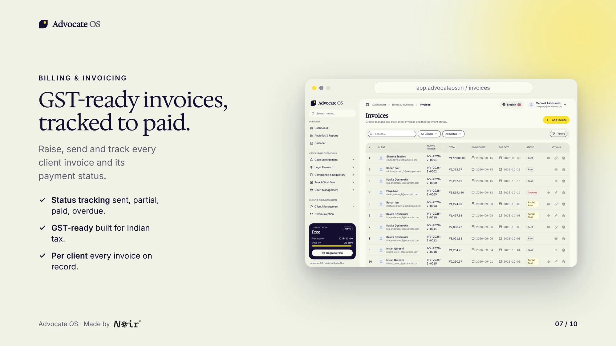 Advocate OS: Time & GST billing, with demo data