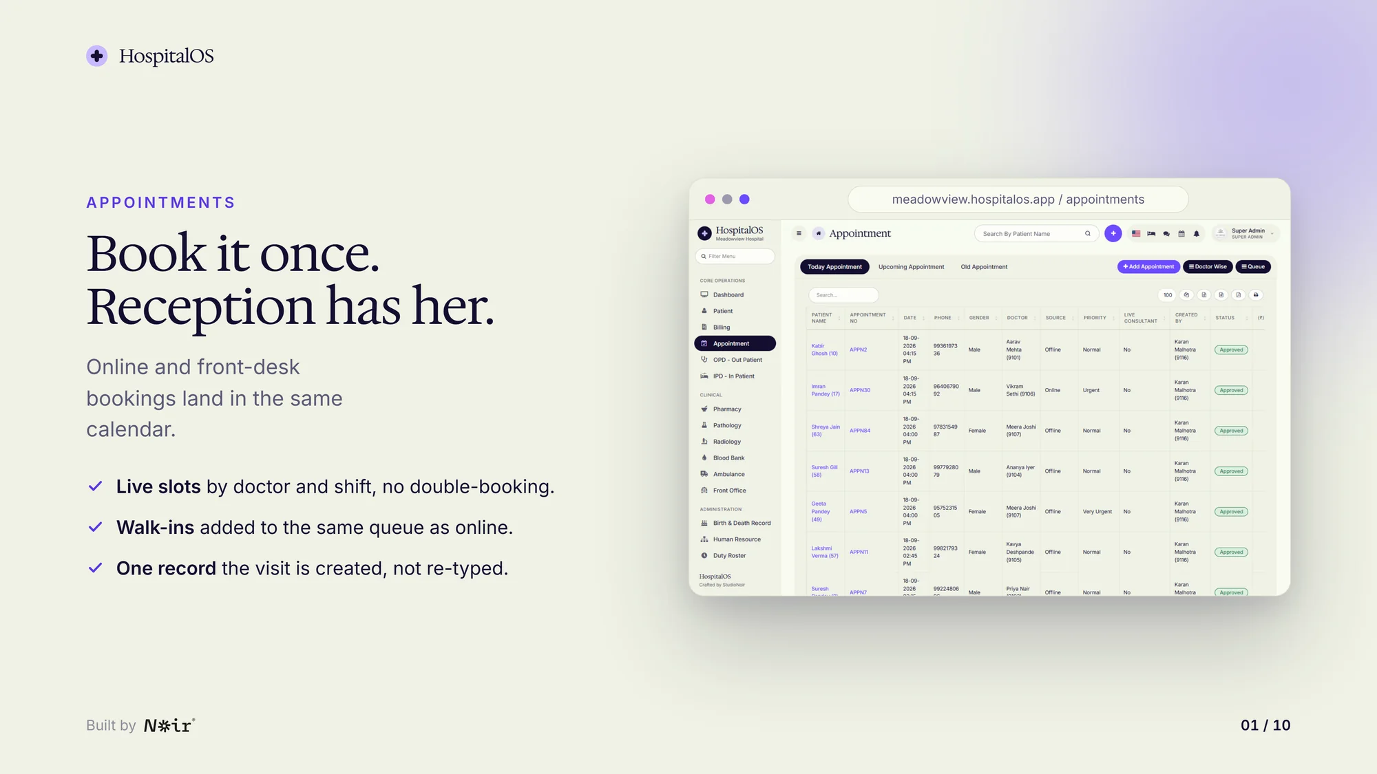 HospitalOS: Appointments, with demo data